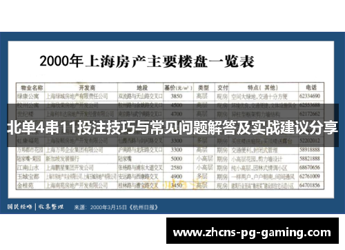 北单4串11投注技巧与常见问题解答及实战建议分享